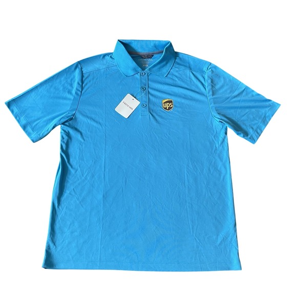UPS United Parcel Service Polo Shirt Blue Short Sleeve Men's MED TRIMARK uniform - Picture 1 of 4